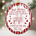 Here's To Another Year Of Us Custom Striped Pattern Christmas Gifts For BFF - Personalized Ornament 3