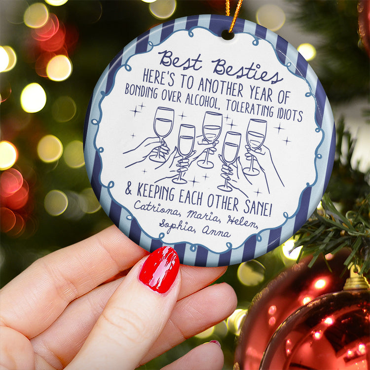 Here's To Another Year Of Us Custom Striped Pattern Christmas Gifts For BFF - Personalized Ornament 4
