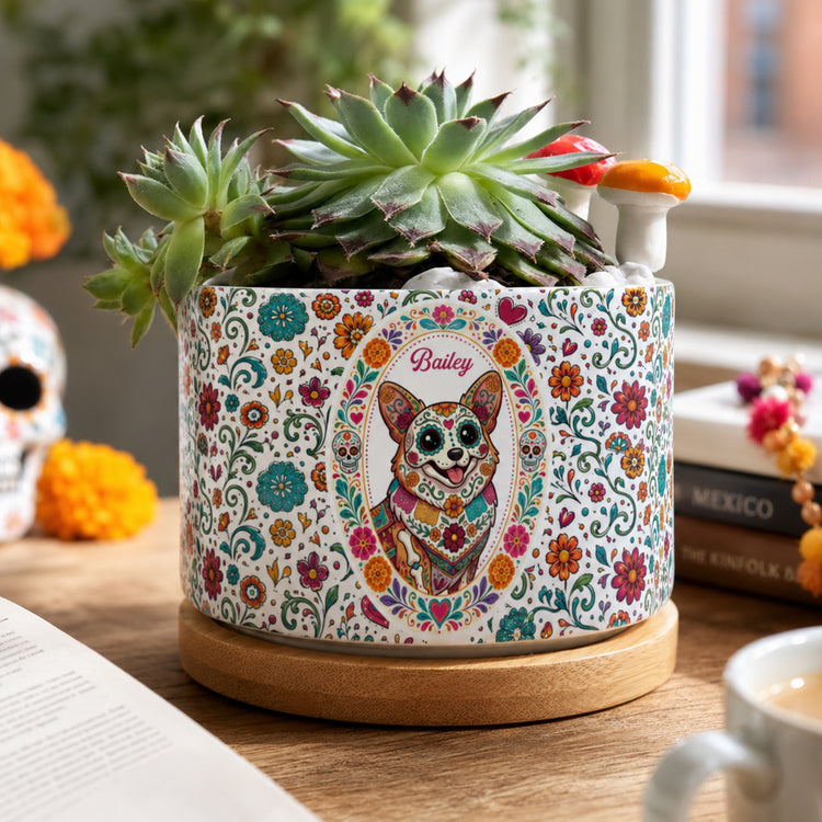 Hispanic Floral Pet Gifts For Pet Owners - Personalized Plant Pot 3