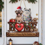 Home Is Where My Dogs Are Christmas Door Decor - Personalized Wood Sign 1