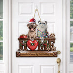 Home Is Where My Dogs Are Christmas Door Decor - Personalized Wood Sign 2