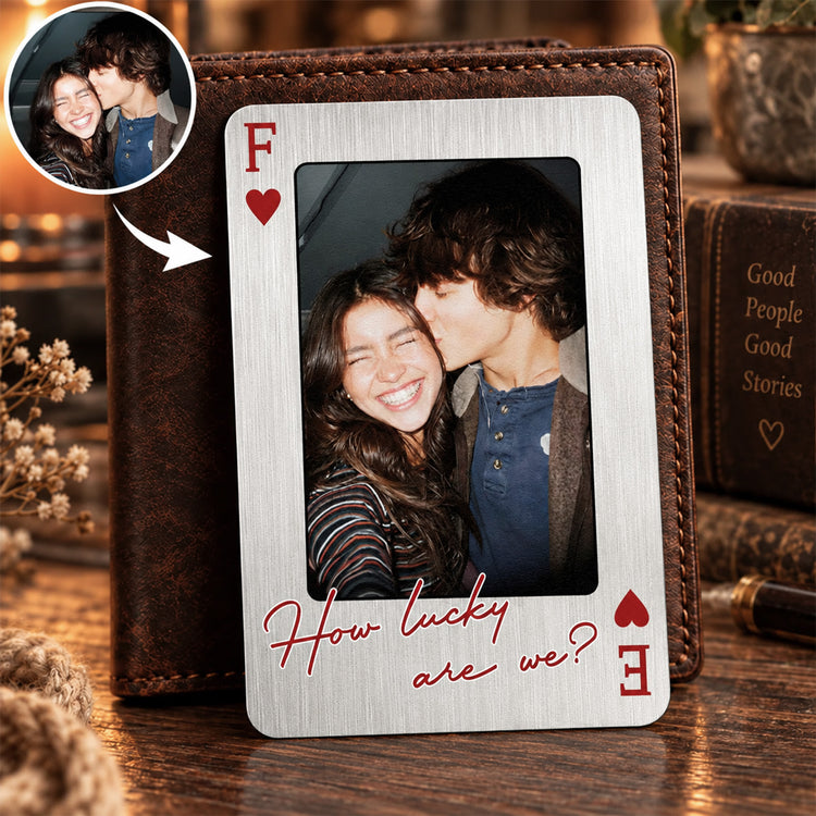 How Lucky Are We? King & Queen Gifts For Him, Husband, Boyfriend - Personalized Wallet Card 1