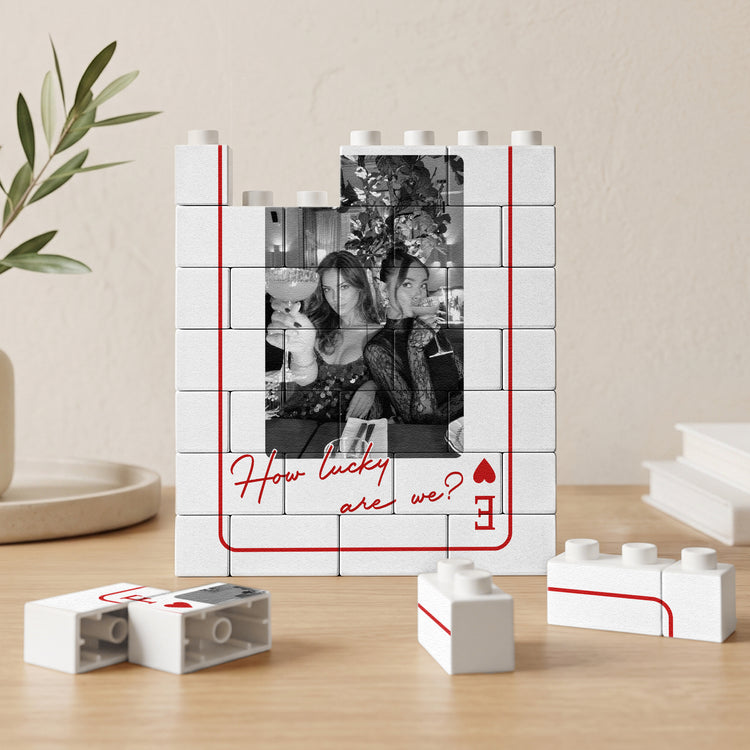 How Lucky We Are - Upload Photo For Besties, Friends - Personalized Building Blocks 2