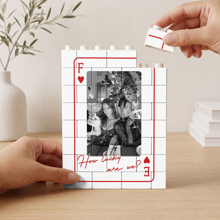How Lucky We Are - Upload Photo For Besties, Friends - Personalized Building Blocks 3