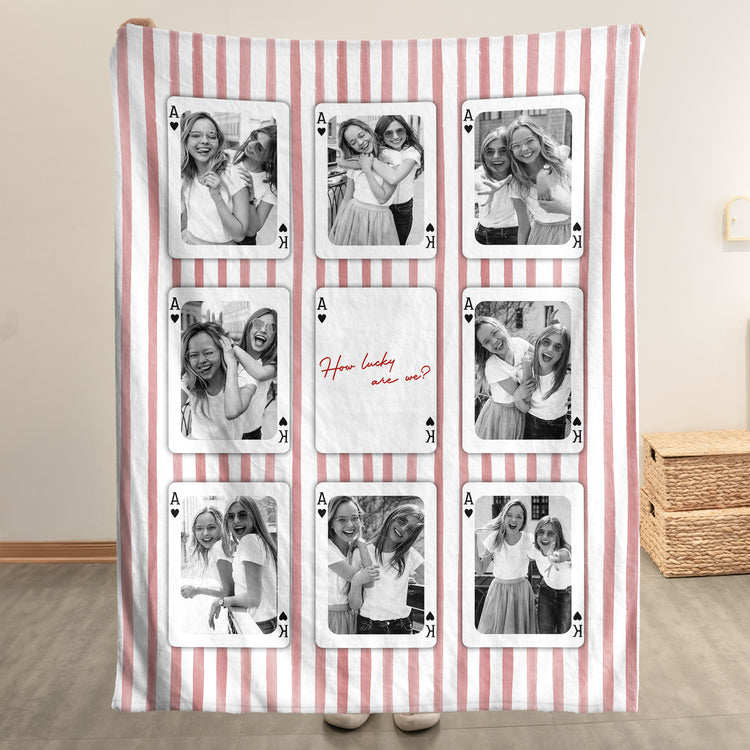 How Lucky We Are - Upload Photo For Besties, Friends - Striped Style - Personalized Poster 1