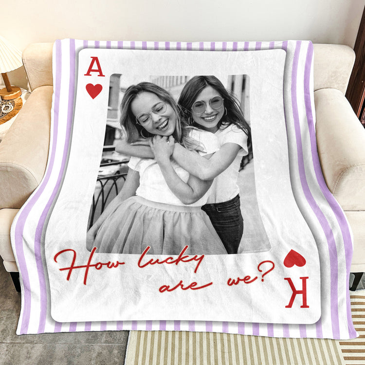 How Lucky We Are - Upload Photo For Besties, Friends - Striped Style - Personalized Poster 2