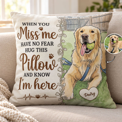 Hug This Pillow & Know I'm Here Custom Photo Watercolor Memorial Gifts - Personalized Pillow