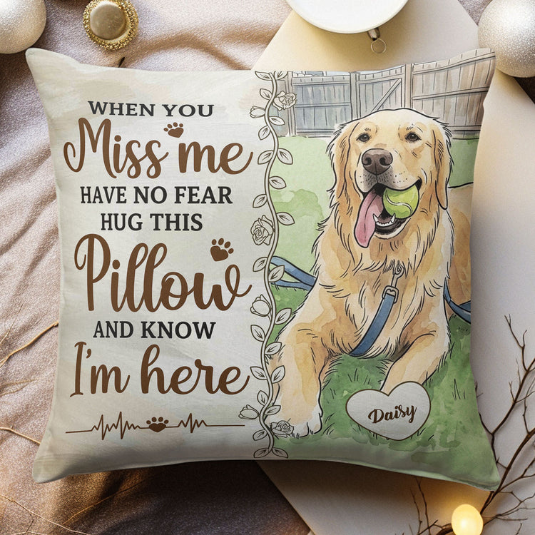 Hug This Pillow & Know I'm Here Custom Photo Watercolor Memorial Gifts - Personalized Pillow 2