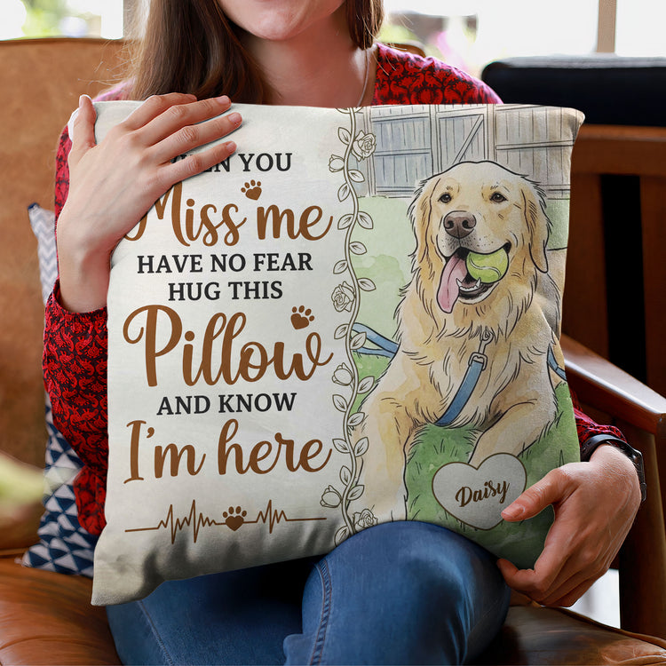 Hug This Pillow & Know I'm Here Custom Photo Watercolor Memorial Gifts - Personalized Pillow 3