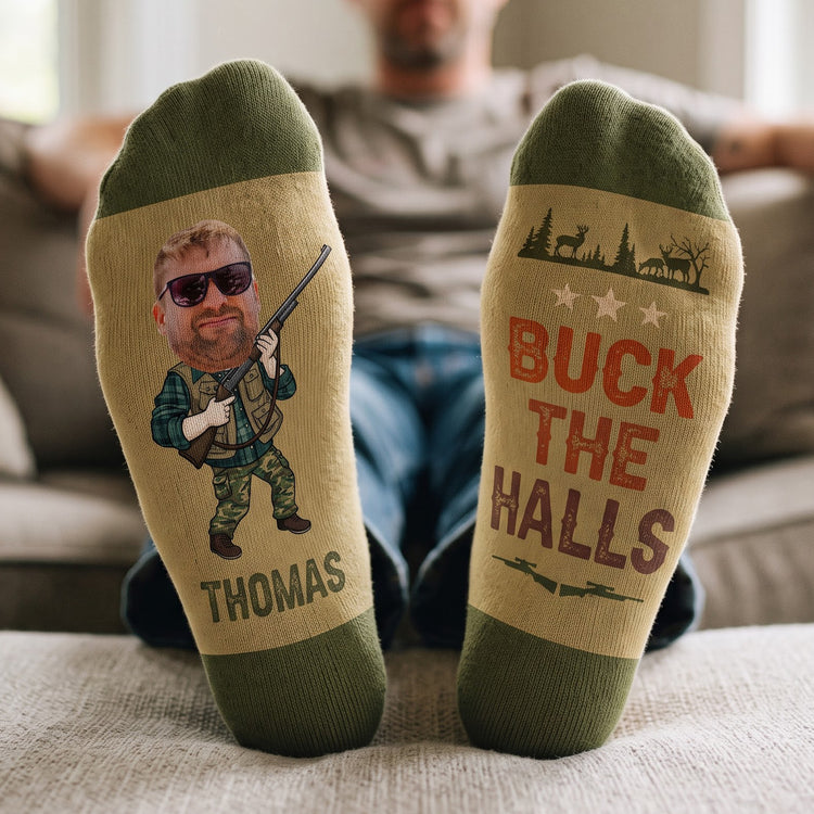 Hunting Socks Funny Gift For Dad Grandpa Husband - Personalized Socks 1