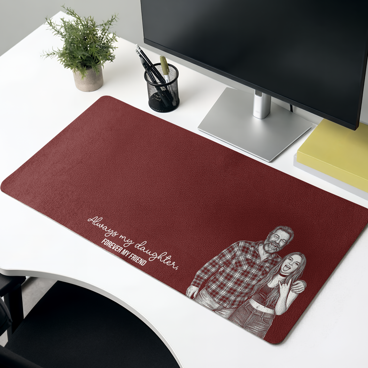 I Love You & I'm So Pround Of You Custom Photo Sketch Line Art Gifts For Daughter, Son - Personalized Desk Mat 3