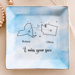 I Miss Your Face Long Distance Relationship Gifts For BFF, Besties - Personalized Jewelry Dish 5