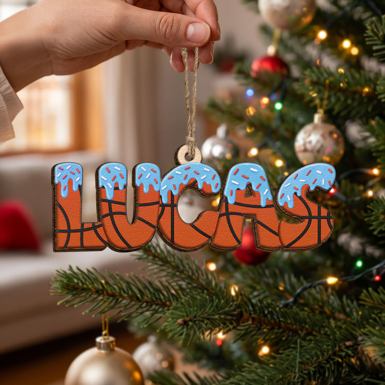 Ice Cream Drip Name Sport For Kids, Grandkids - Baseball, Softball, Basketball, Football - Personalized Ornament 4