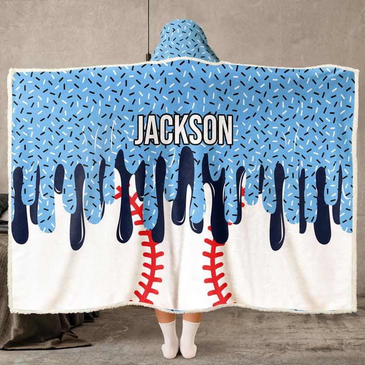 Icecream Drip Design For Baseball, Softball, Soccer, Football, Basketball, Hockey Lover - Personalized Blanket 1