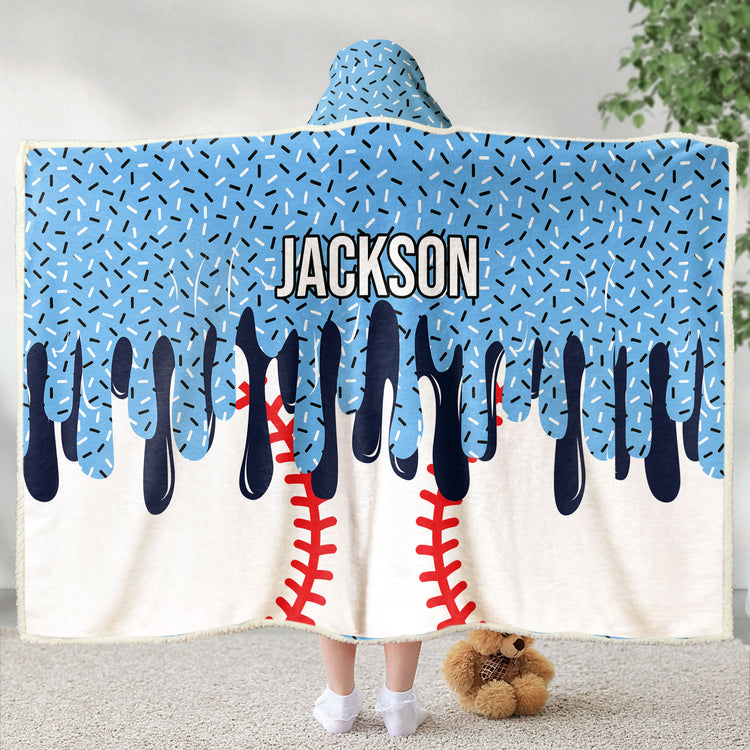 Icecream Drip Design For Baseball, Softball, Soccer, Football, Basketball, Hockey Lover - Personalized Blanket 4