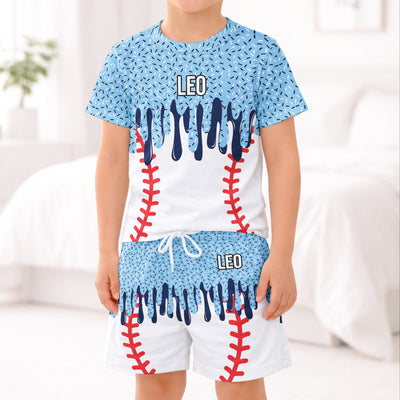 Icecream Drip Design For Baseball, Softball, Soccer, Football, Basketball, Hockey Lover - Personalized Kids Clothing Set