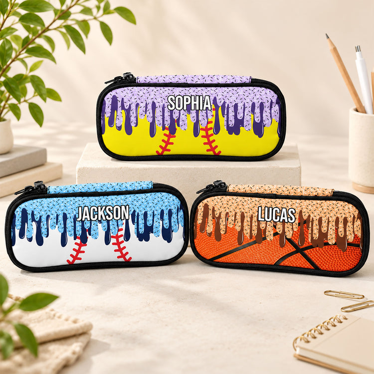Icecream Drip Design For Baseball, Softball, Soccer, Football, Basketball, Hockey Lover - Personalized Pencil Case 1