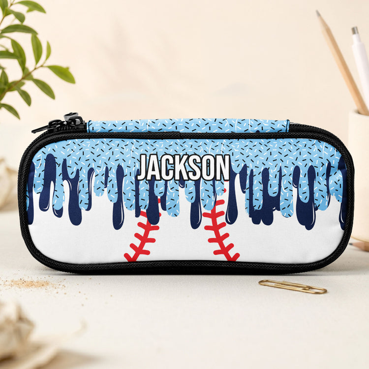 Icecream Drip Design For Baseball, Softball, Soccer, Football, Basketball, Hockey Lover - Personalized Pencil Case 2