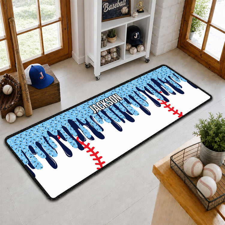 Icecream Drip Design For Baseball, Softball, Soccer, Football, Basketball, Hockey Lover - Personalized Runner Rug 1