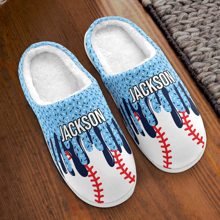 Icecream Drip Design For Baseball, Softball, Soccer, Football, Basketball, Hockey Lover - Personalized Slippers 1