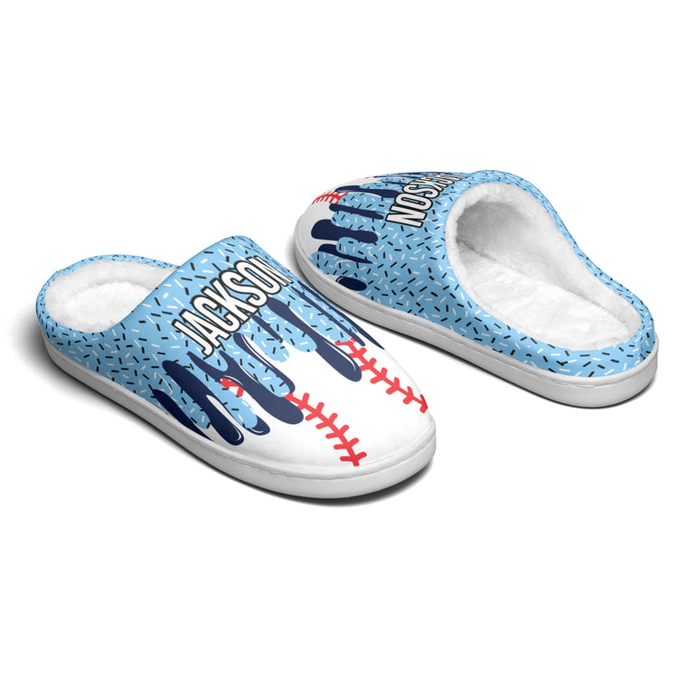 Icecream Drip Design For Baseball, Softball, Soccer, Football, Basketball, Hockey Lover - Personalized Slippers 2