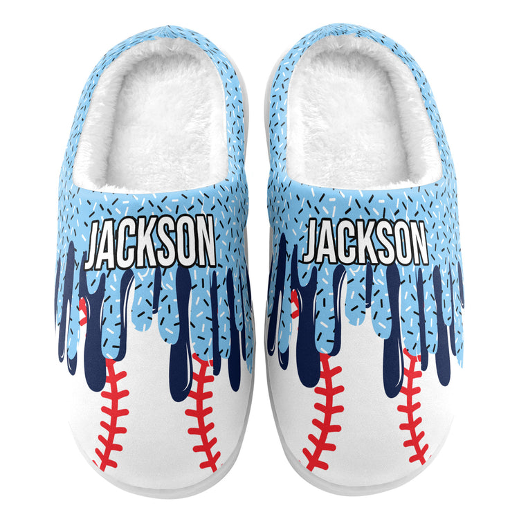 Icecream Drip Design For Baseball, Softball, Soccer, Football, Basketball, Hockey Lover - Personalized Slippers 4