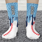 Icecream Drip Design For Baseball, Softball, Soccer, Football, Basketball, Hockey Lover - Personalized Socks 4