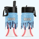 Icecream Drip Design For Baseball, Softball, Soccer, Football, Basketball, Hockey Lover - Personalized Water Bottle 1