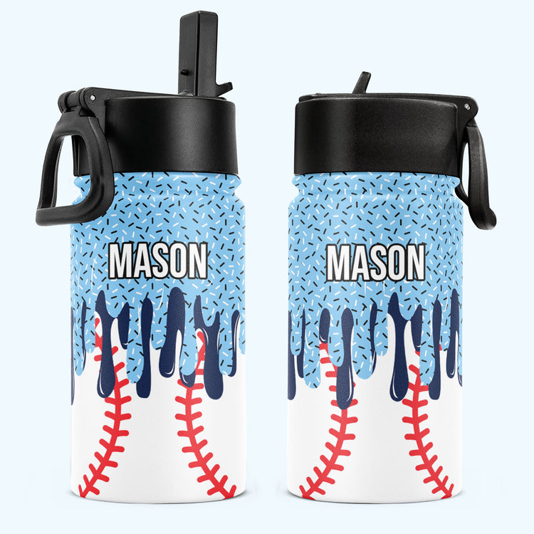 Icecream Drip Design For Baseball, Softball, Soccer, Football, Basketball, Hockey Lover - Personalized Water Bottle 1