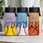 Icecream Drip Design For Baseball, Softball, Soccer, Football, Basketball, Hockey Lover - Personalized Water Bottle 2