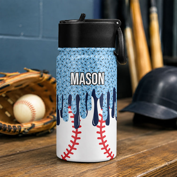 Icecream Drip Design For Baseball, Softball, Soccer, Football, Basketball, Hockey Lover - Personalized Water Bottle 3