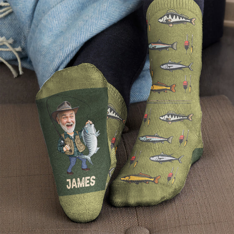 I'D Rather Be Fishing Gift For Dad Grandpa Husband - Personalized Socks 3