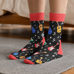 I'd Rather Be Playing My Guitar Custom Name & Birth Flowers For Her Gifts For Guitar Players - Personalized Socks 2