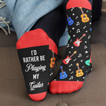 I'd Rather Be Playing My Guitar Custom Name & Birth Flowers For Her Gifts For Guitar Players - Personalized Socks 4