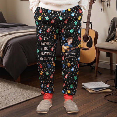 I'd Rather Be Playing My Guitar - Personalized Sweatpants