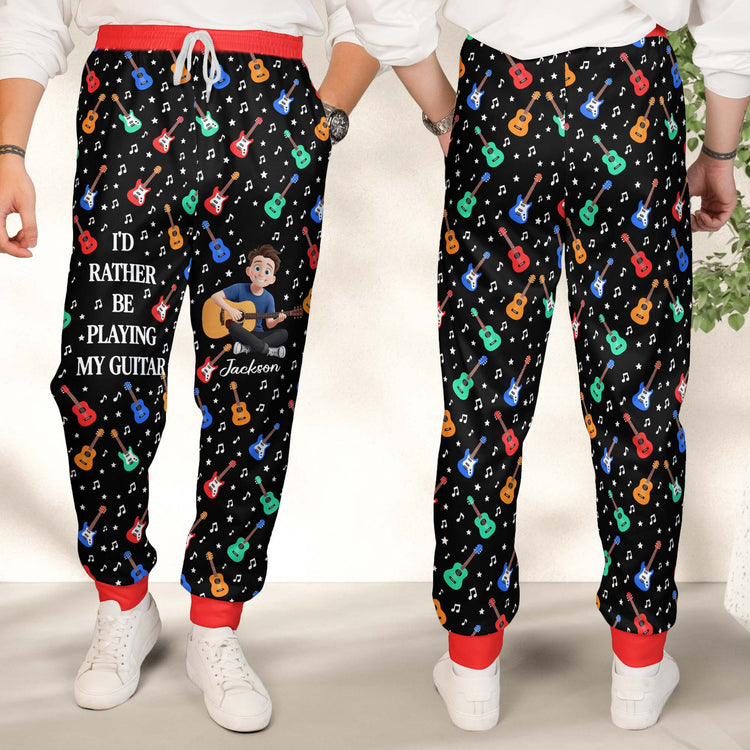 I'D Rather Be Playing My Guitar - Personalized Sweatpants 3