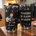 I'D Rather Be Playing My Guitar - Personalized Tumbler 1