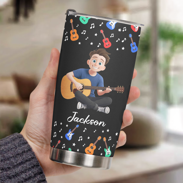 I'D Rather Be Playing My Guitar - Personalized Tumbler 4