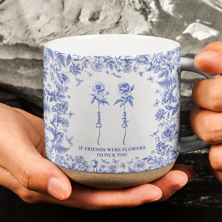 If Besties Were Flowers I'D Pick You - Toile De Jouy Pottery - Personalized Mug 1
