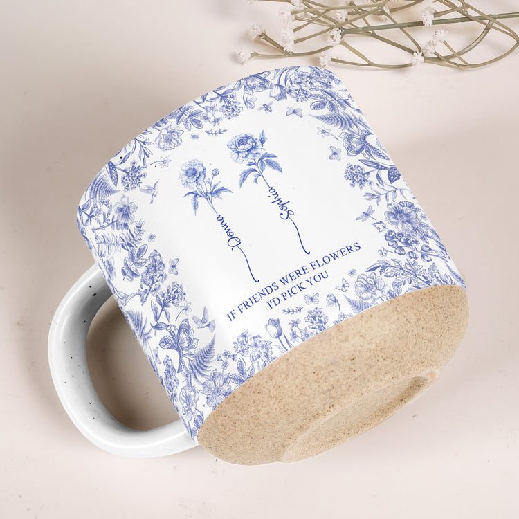 If Besties Were Flowers I'D Pick You - Toile De Jouy Pottery - Personalized Mug 2