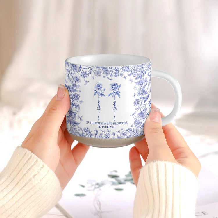If Besties Were Flowers I'D Pick You - Toile De Jouy Pottery - Personalized Mug 3