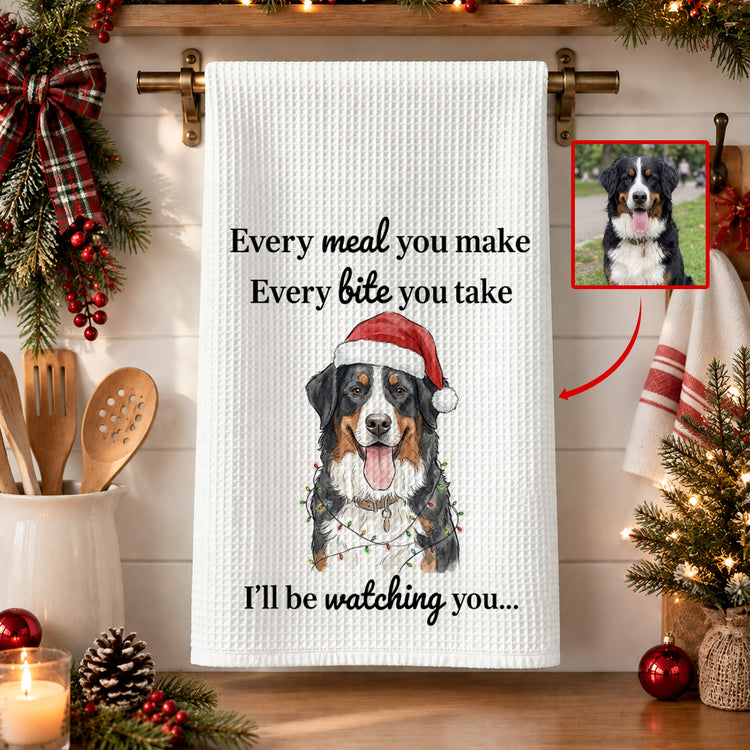 I’ll Be Watching You Custom Pet Portrait Watercolor Art - Personalized Kitchen Towel 1