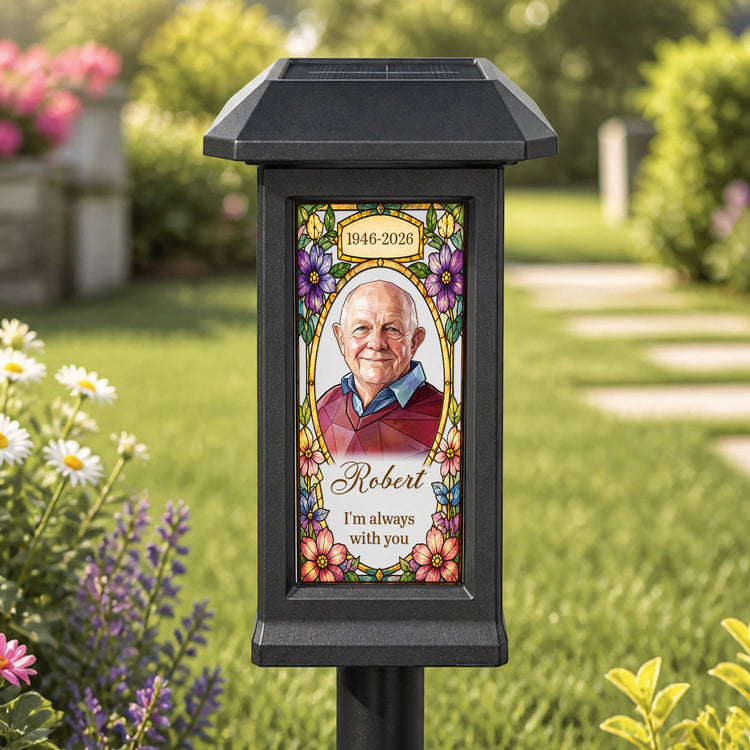 I'm Always With You Custom Photo Stained Glass Art - Personalized Solar Garden Light 2
