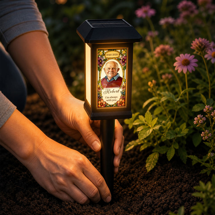 I'm Always With You Custom Photo Stained Glass Art - Personalized Solar Garden Light 3