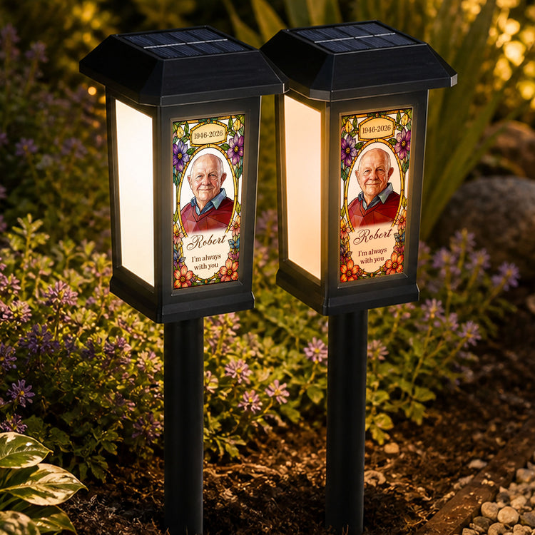 I'm Always With You Custom Photo Stained Glass Art - Personalized Solar Garden Light 4