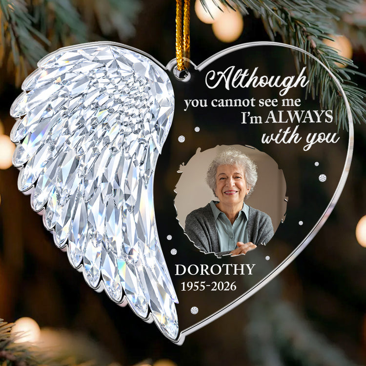 I'm Always With You Heart Wing Shaped Christmas Memorial Gifts - Personalized Ornament 1