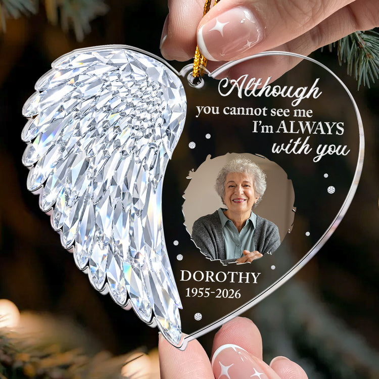 I'm Always With You Heart Wing Shaped Christmas Memorial Gifts - Personalized Ornament 2