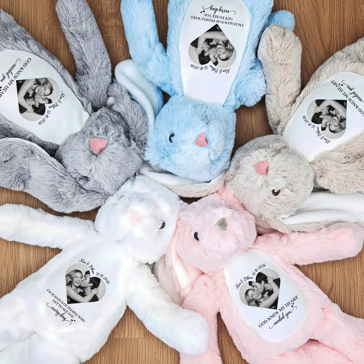 I’m Jealous Of People Who Get To See You Every Day - Long Distance Couples - Personalized Bunny Plush 5