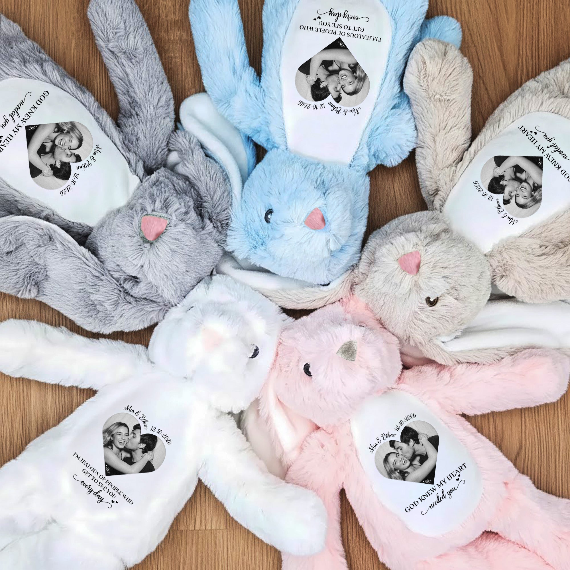 I’m Jealous Of People Who Get To See You Every Day - Long Distance Couples - Personalized Bunny Plush 5