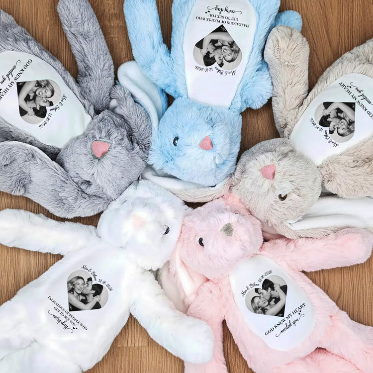 I’m Jealous Of People Who Get To See You Every Day - Long Distance Couples - Personalized Bunny Plush 5